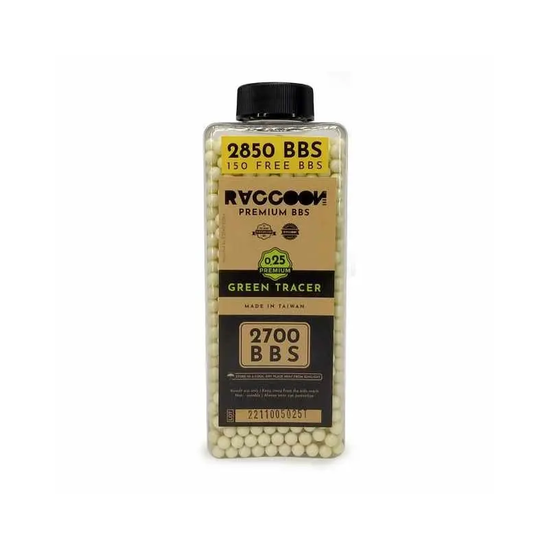 Raccoon PREMIUM BBS - 0.25g GREEN TRACER - 2850 BBS