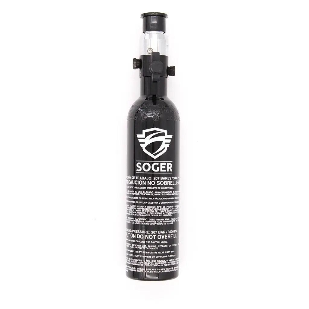 BOTELLA HPA SOGER 13CI 0.21L 3000 PSI ALUMINIO NEGRA